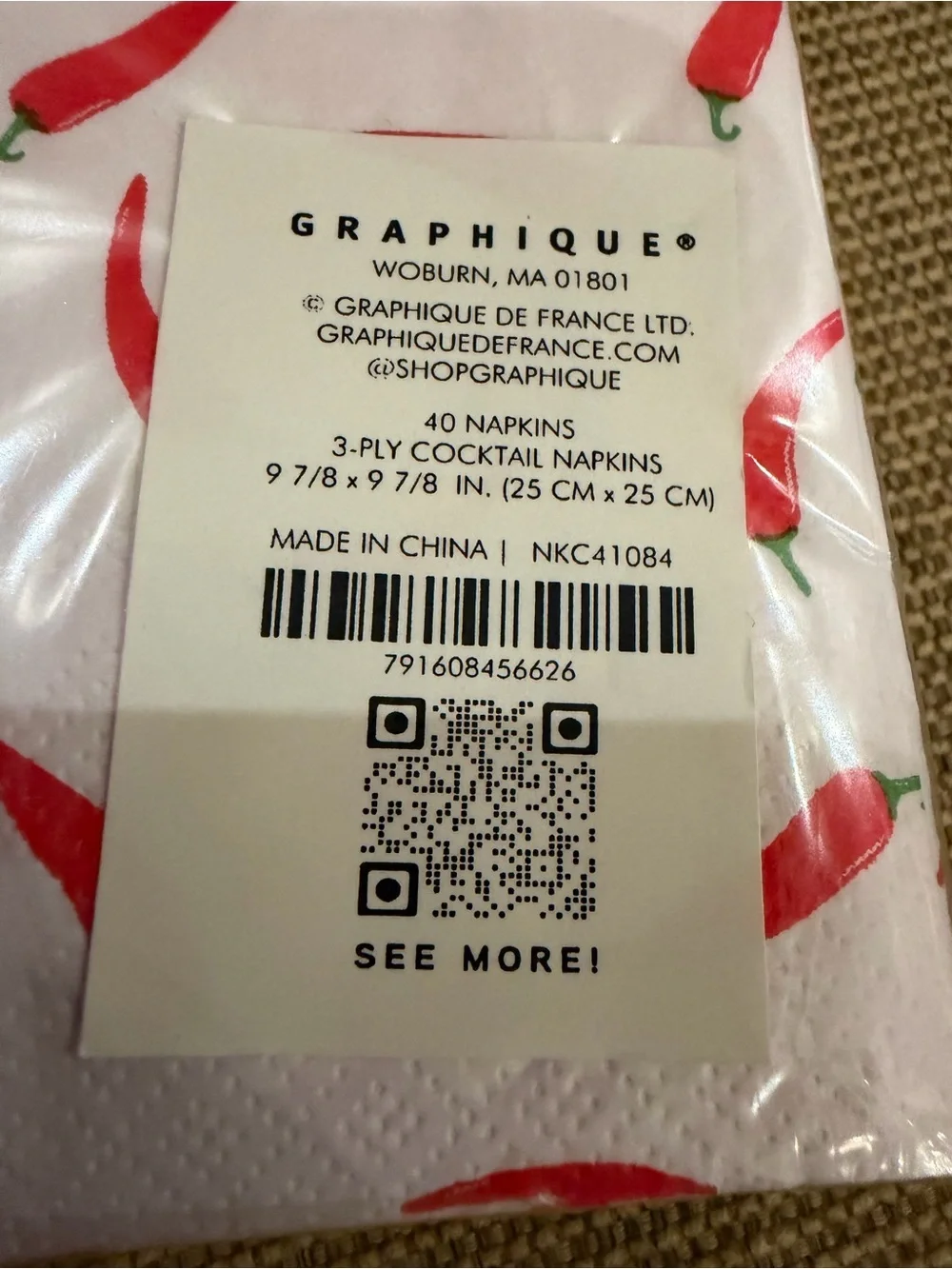 Chili Pepper Cocktail Napkins NWT